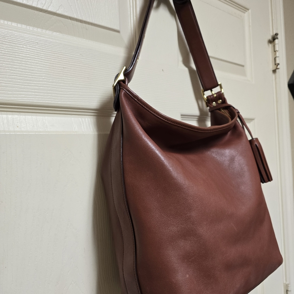 COACH Legacy Duffle Red Leather Shoulder Crossbody Tassel Purse Bag 19889 - Picture 5 of 17